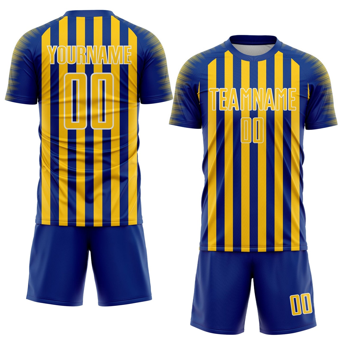 Custom Royal Yellow-White Stripe Sports Sublimation Soccer Uniform Jersey view 2