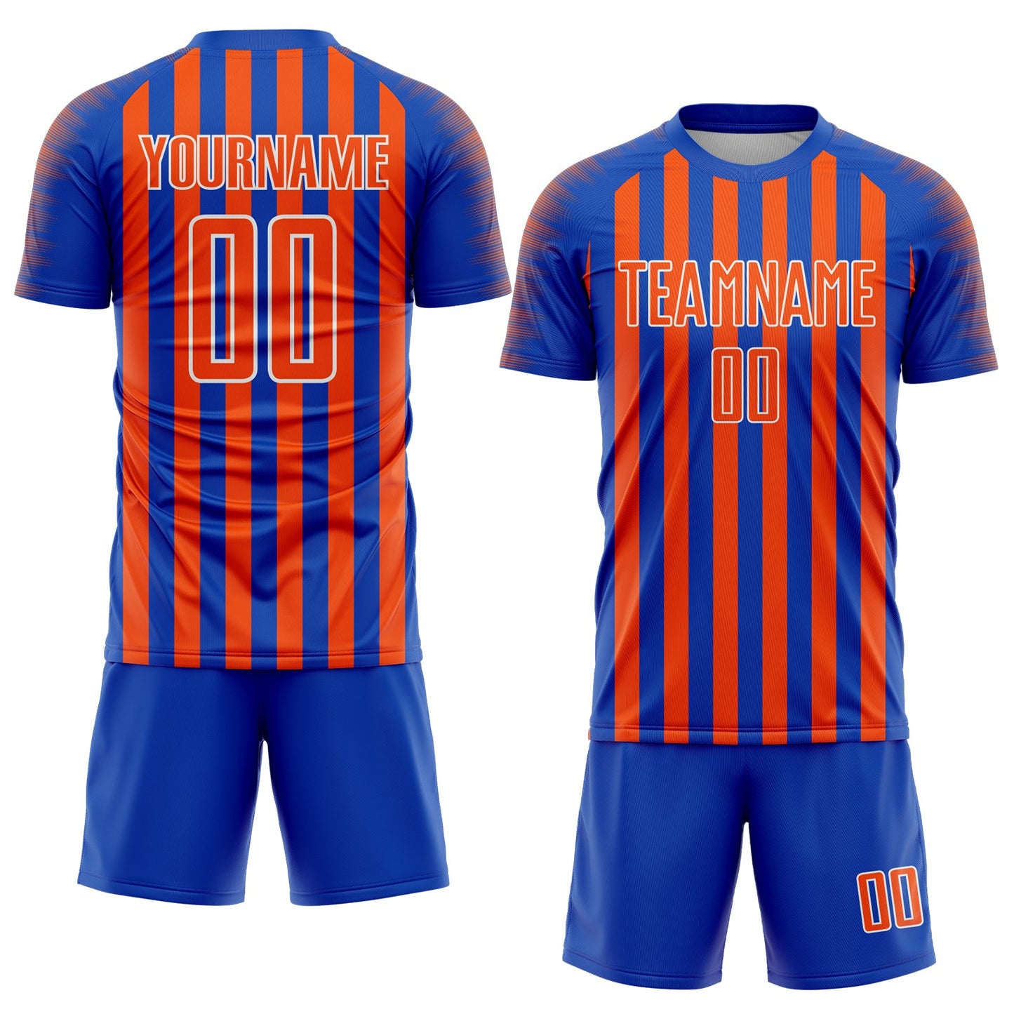 Custom Thunder Blue Orange-White Stripe Sports Sublimation Soccer Uniform Jersey view 2