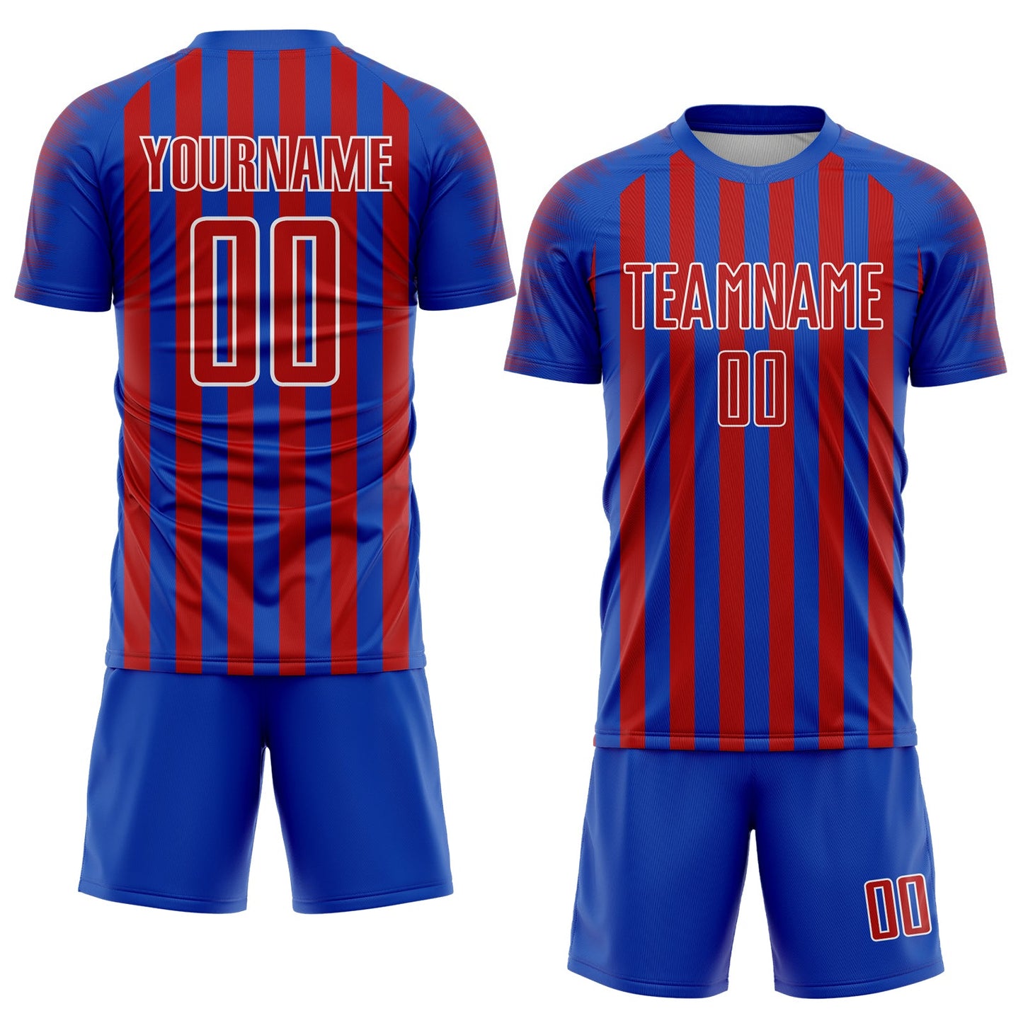 Custom Thunder Blue Red-White Stripe Sports Sublimation Soccer Uniform Jersey view 2