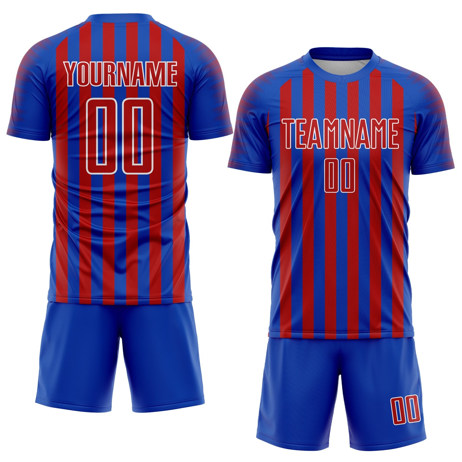 Custom Thunder Blue Red-White Stripe Sports Sublimation Soccer Uniform Jersey view 2