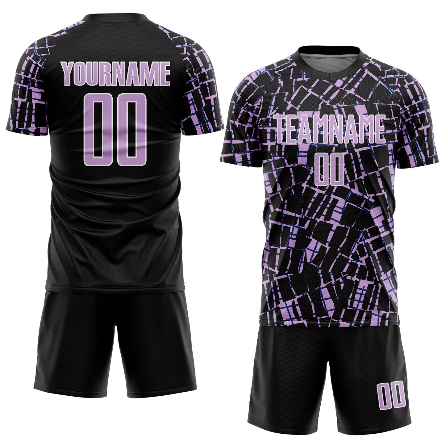 Custom Black Light Purple-White Abstract Line Sports Sublimation Soccer Uniform Jersey view 2