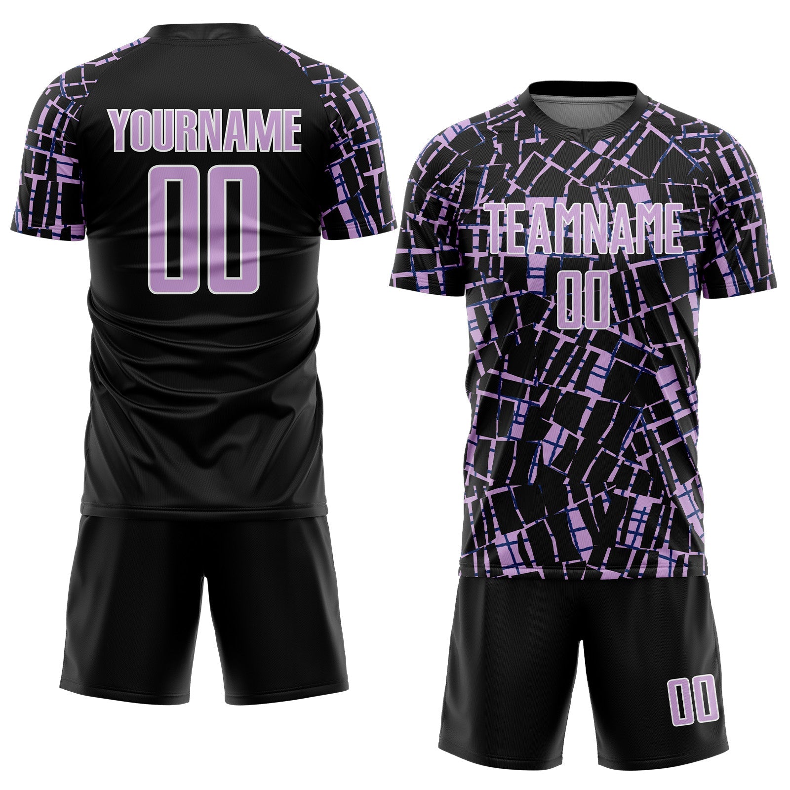 Custom Black Light Purple-White Abstract Line Sports Sublimation Soccer Uniform Jersey view 2