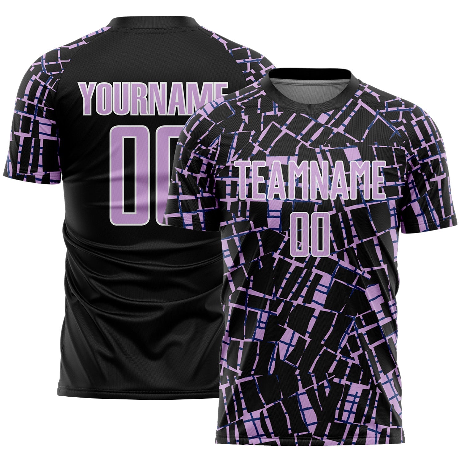 Custom Black Light Purple-White Abstract Line Sports Sublimation Soccer Uniform Jersey - Main View