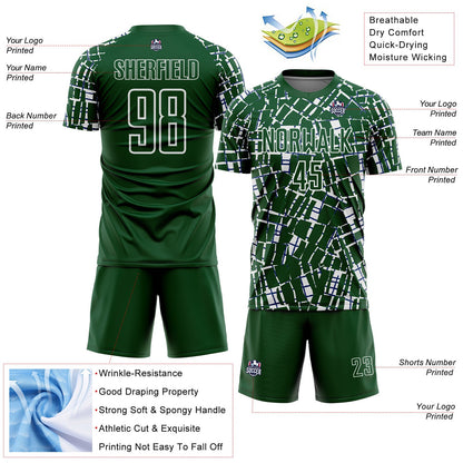 Custom Green White Abstract Line Sports Sublimation Soccer Uniform Jersey view 4