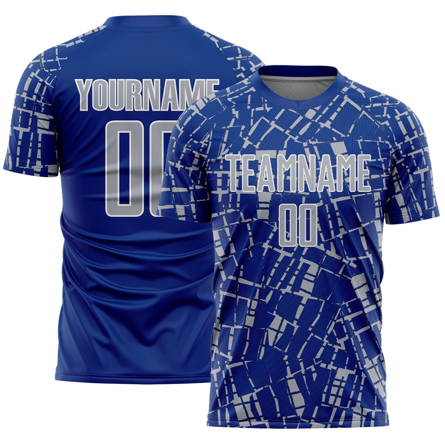 Custom Royal Gray-White Abstract Line Sports Sublimation Soccer Uniform Jersey - Main View