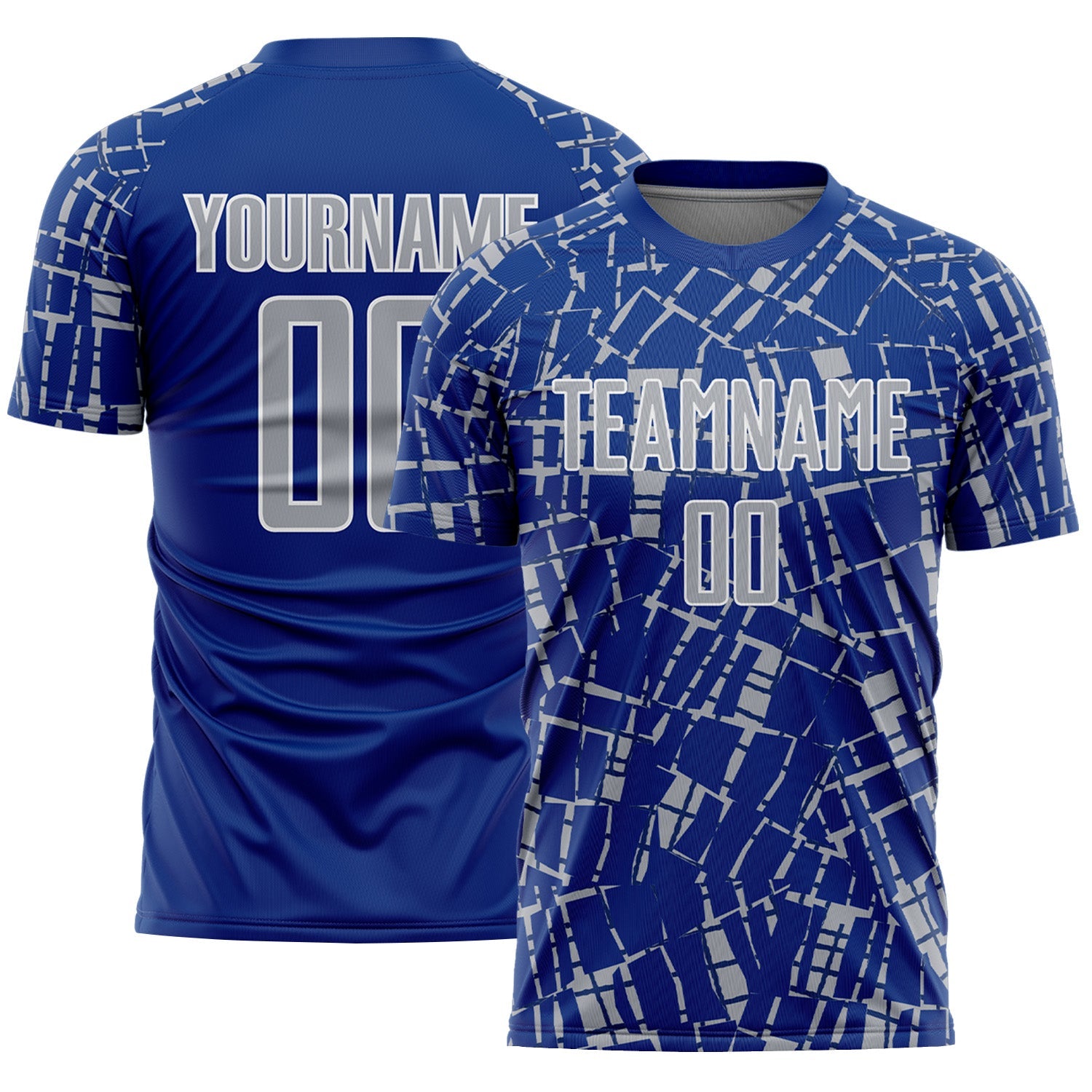 Custom Royal Gray-White Abstract Line Sports Sublimation Soccer Uniform Jersey - Main View