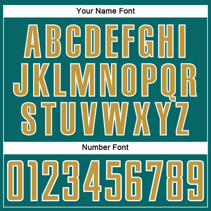 Custom Teal Old Gold-White Abstract Line Sports Sublimation Soccer Uniform Jersey view 6