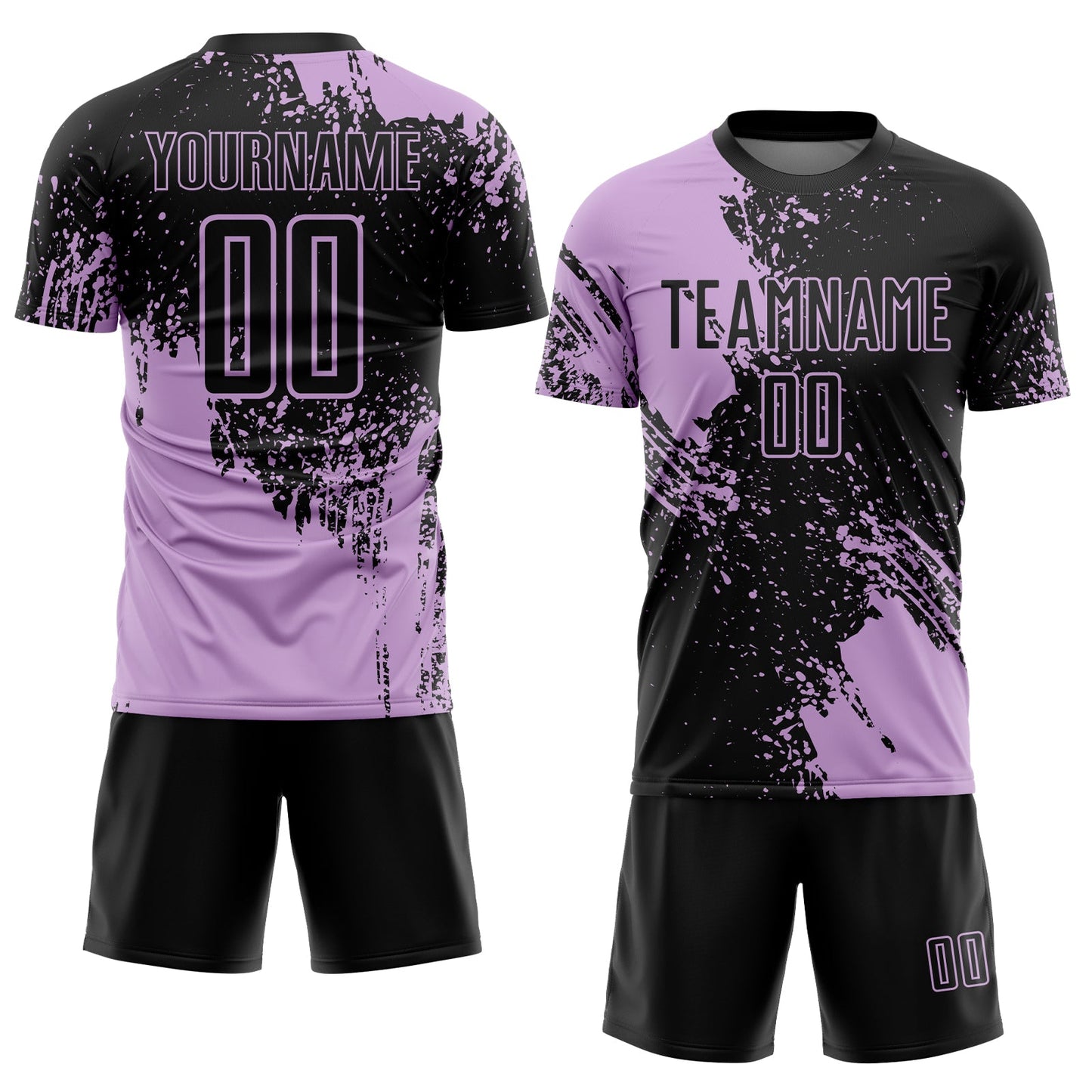 Custom Black Light Purple Abstract Brush Stroke Sports Sublimation Soccer Uniform Jersey view 2