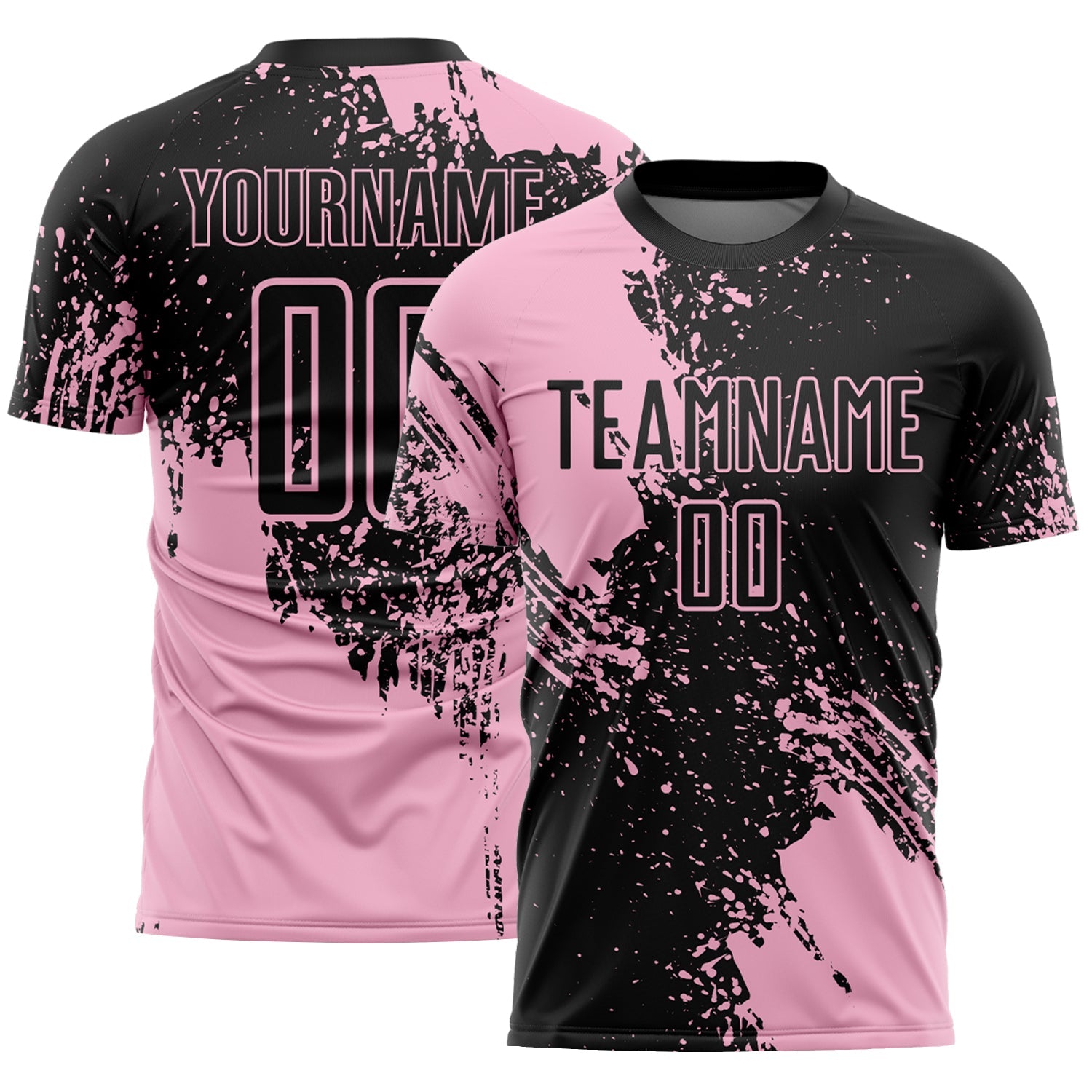 Custom Black Light Pink Abstract Brush Stroke Sports Sublimation Soccer Uniform Jersey - Main View