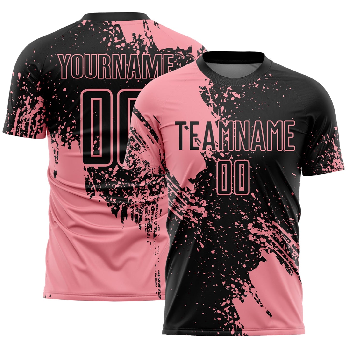 Custom Black Medium Pink Abstract Brush Stroke Sports Sublimation Soccer Uniform Jersey - Main View