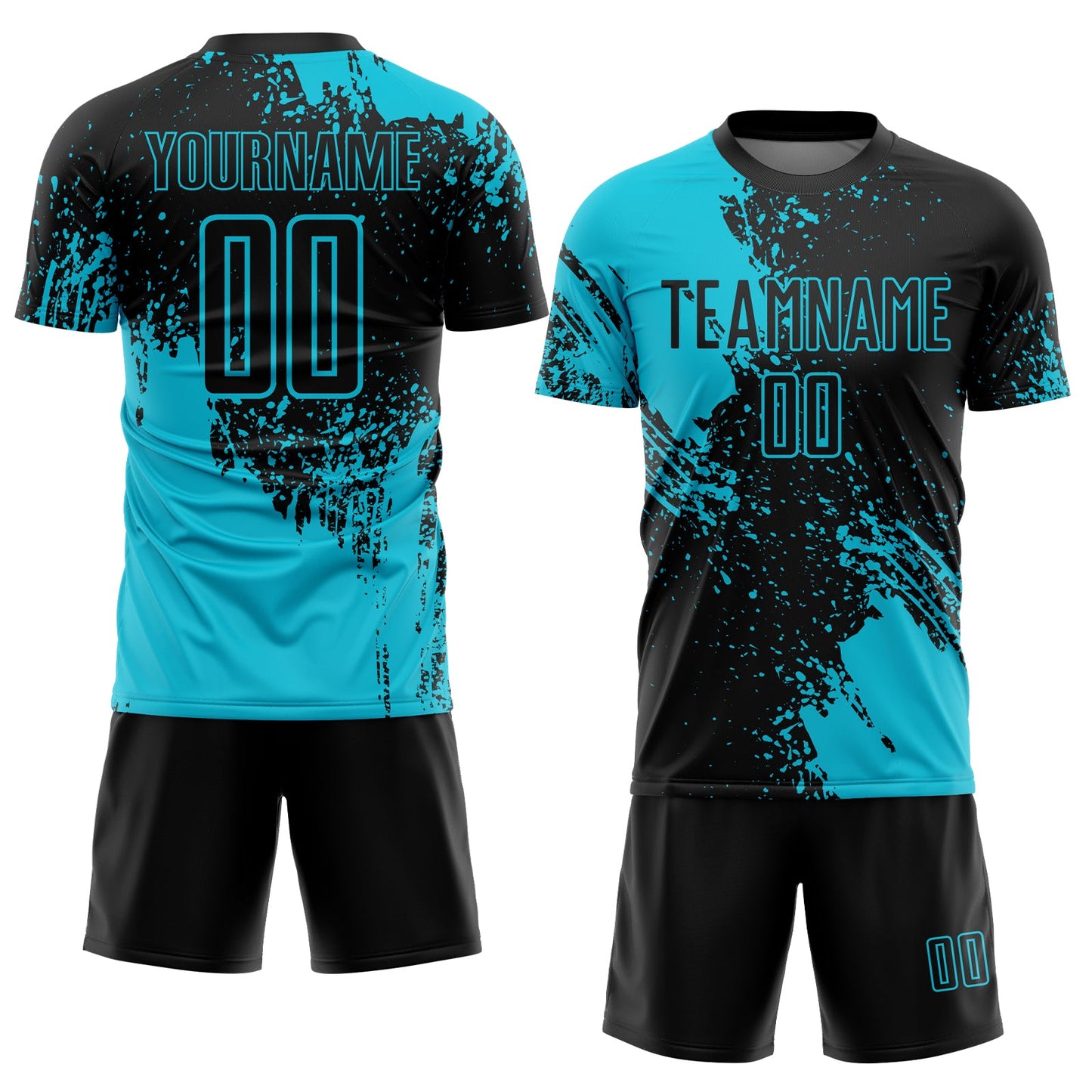 Custom Black Lakes Blue Abstract Brush Stroke Sports Sublimation Soccer Uniform Jersey view 2
