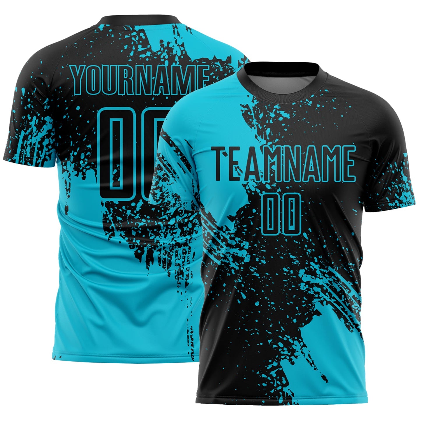 Custom Black Lakes Blue Abstract Brush Stroke Sports Sublimation Soccer Uniform Jersey - Main View