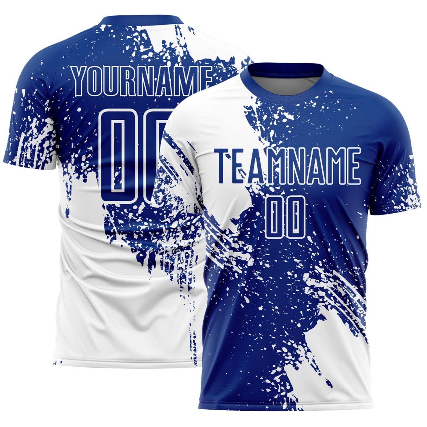 Custom Royal White Abstract Brush Stroke Sports Sublimation Soccer Uniform Jersey - Main View
