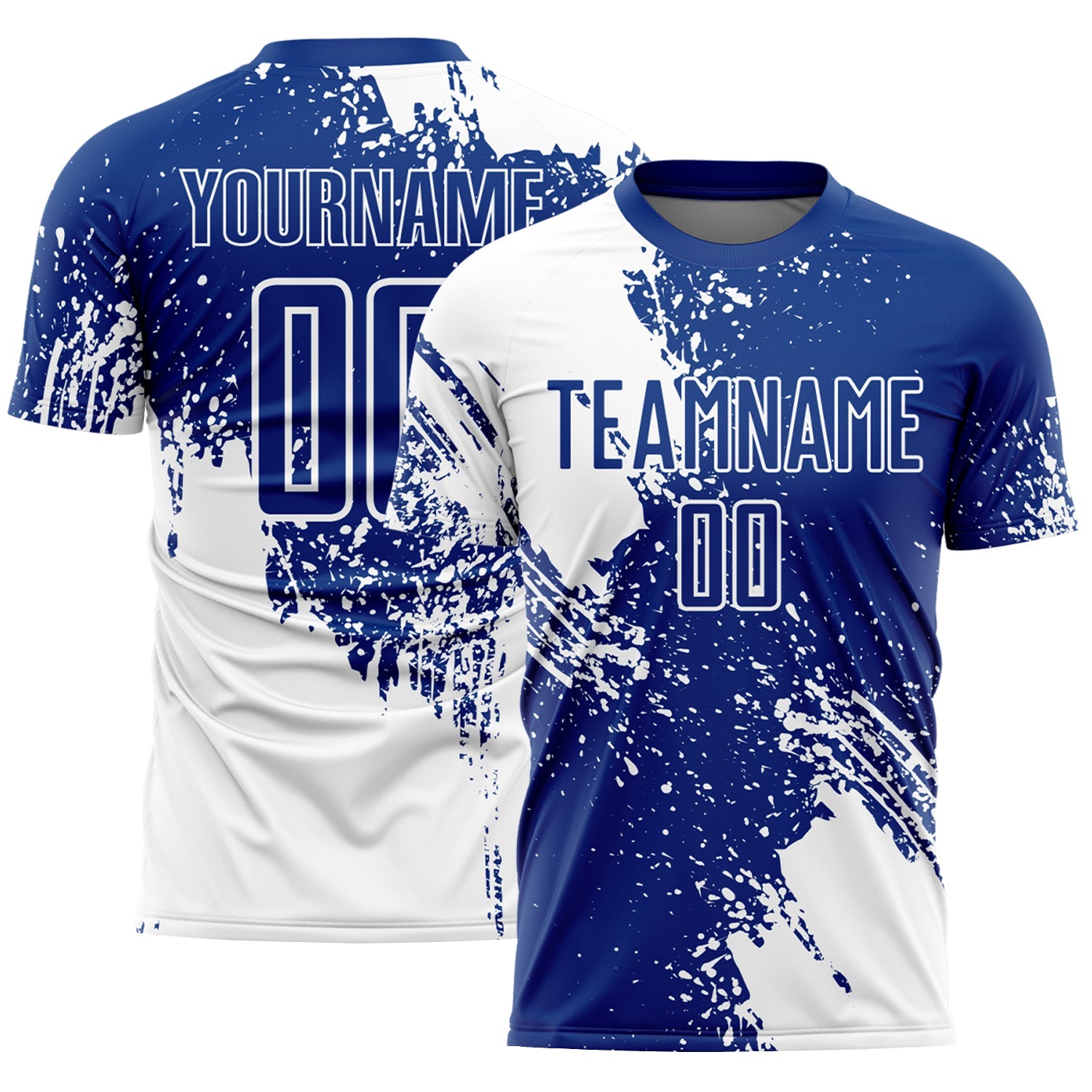 Custom Royal White Abstract Brush Stroke Sports Sublimation Soccer Uniform Jersey - Main View