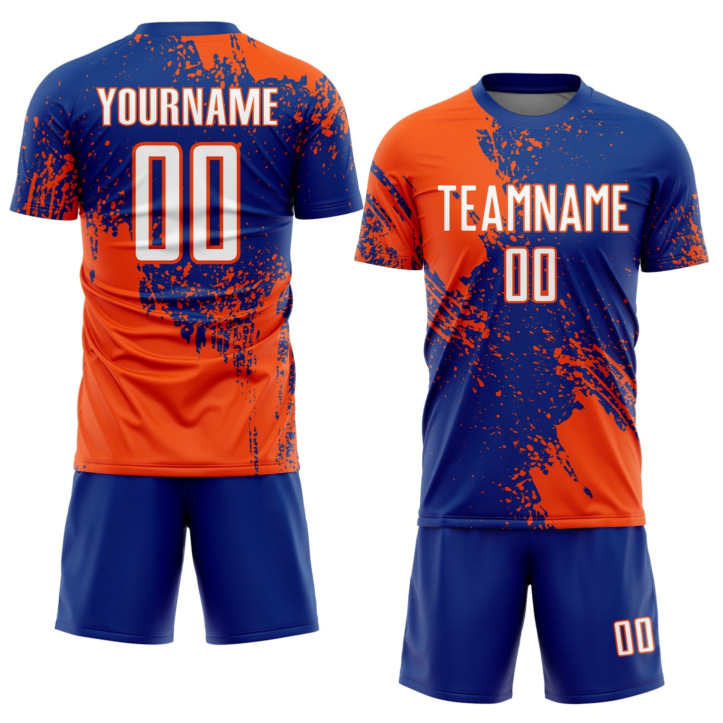 Custom Royal White-Orange Abstract Brush Stroke Sports Sublimation Soccer Uniform Jersey view 2
