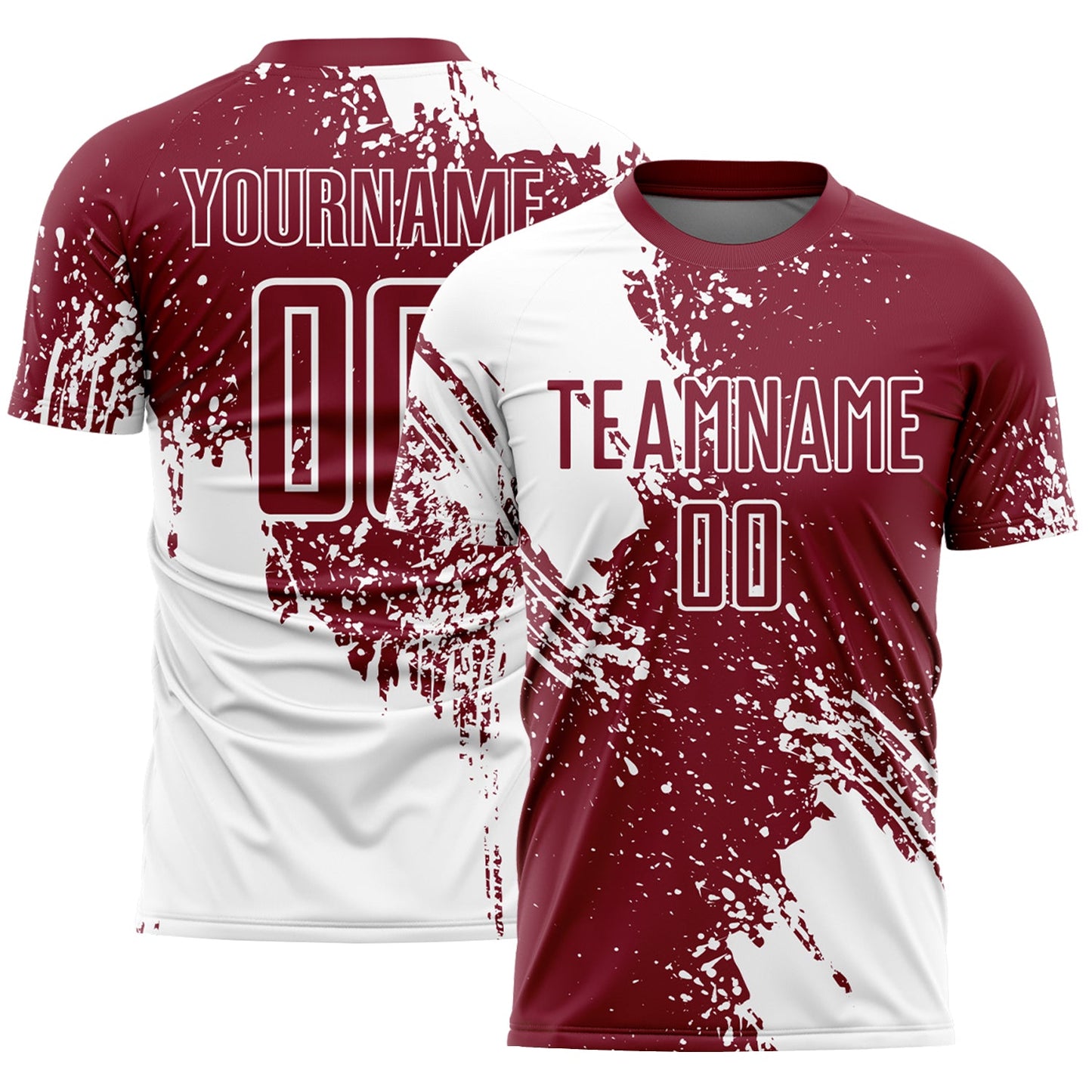 Custom Crimson White Abstract Brush Stroke Sports Sublimation Soccer Uniform Jersey - Main View
