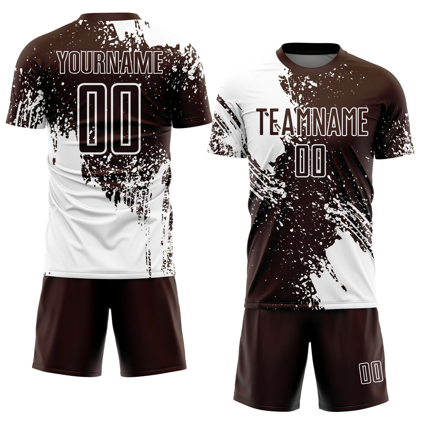 Custom Brown White Abstract Brush Stroke Sports Sublimation Soccer Uniform Jersey view 2