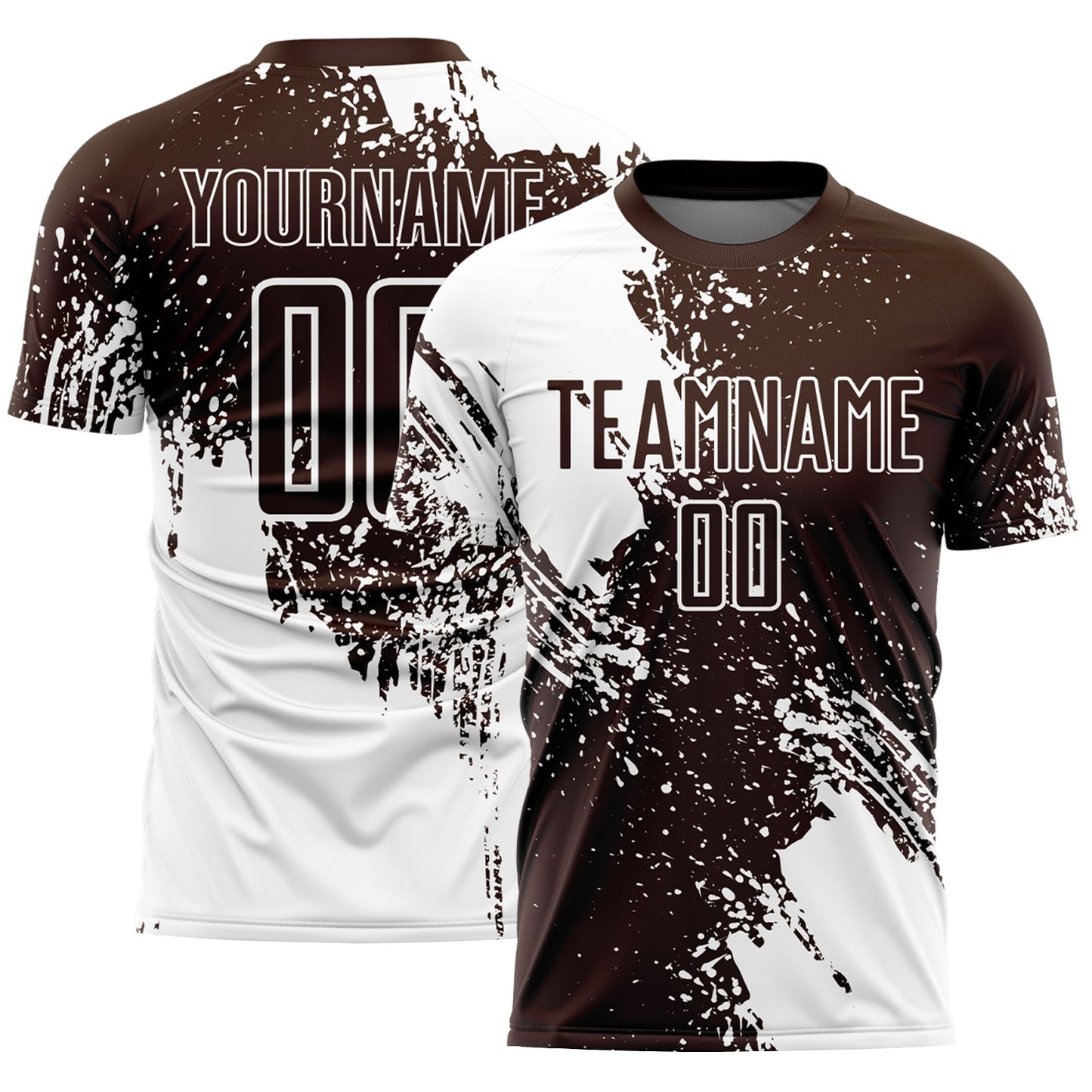 Custom Brown White Abstract Brush Stroke Sports Sublimation Soccer Uniform Jersey - Main View