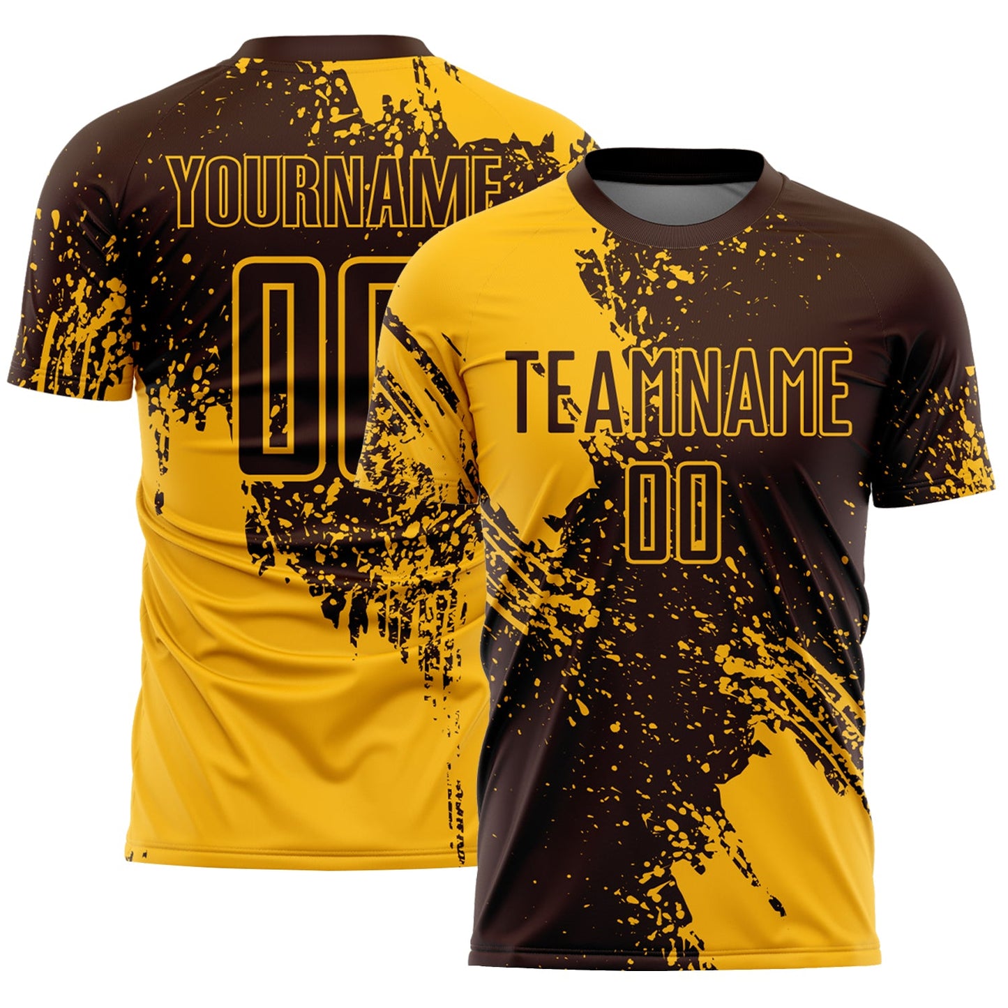 Custom Brown Gold Abstract Brush Stroke Sports Sublimation Soccer Uniform Jersey - Main View