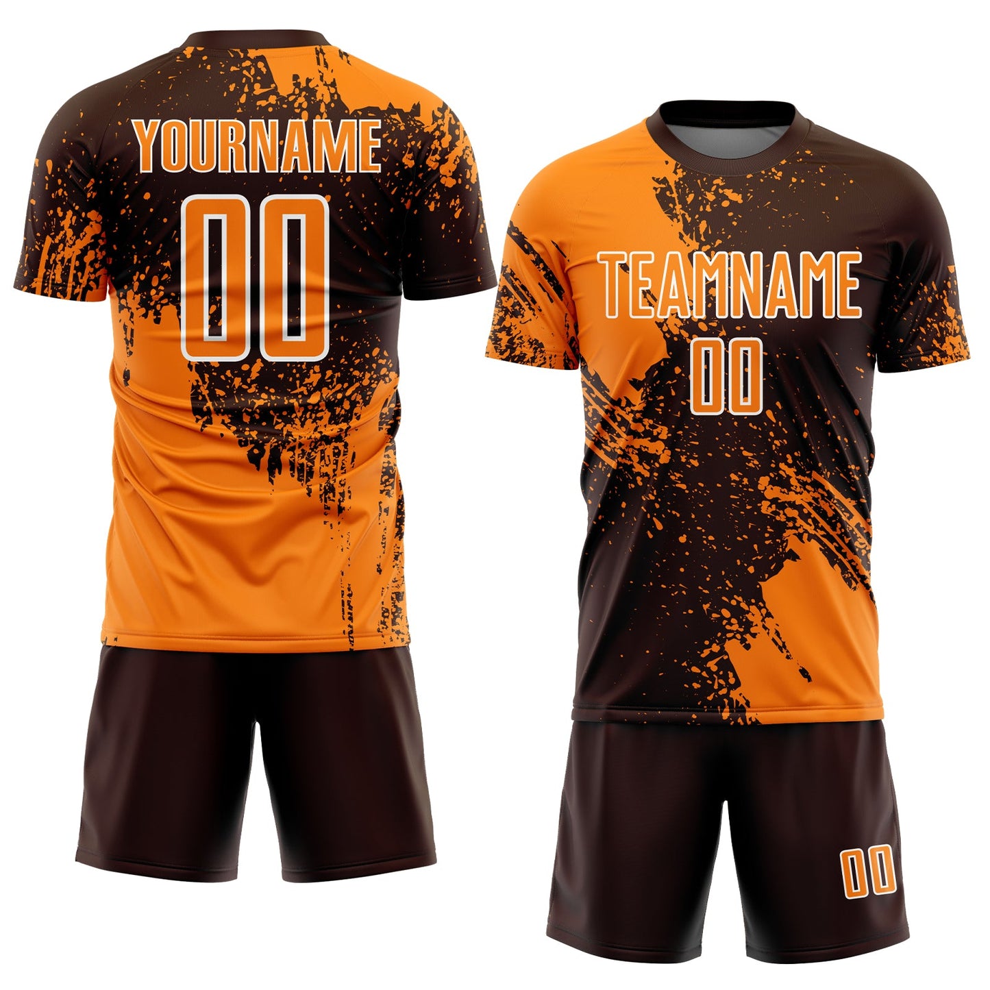 Custom Brown Bay Orange-White Abstract Brush Stroke Sports Sublimation Soccer Uniform Jersey view 2