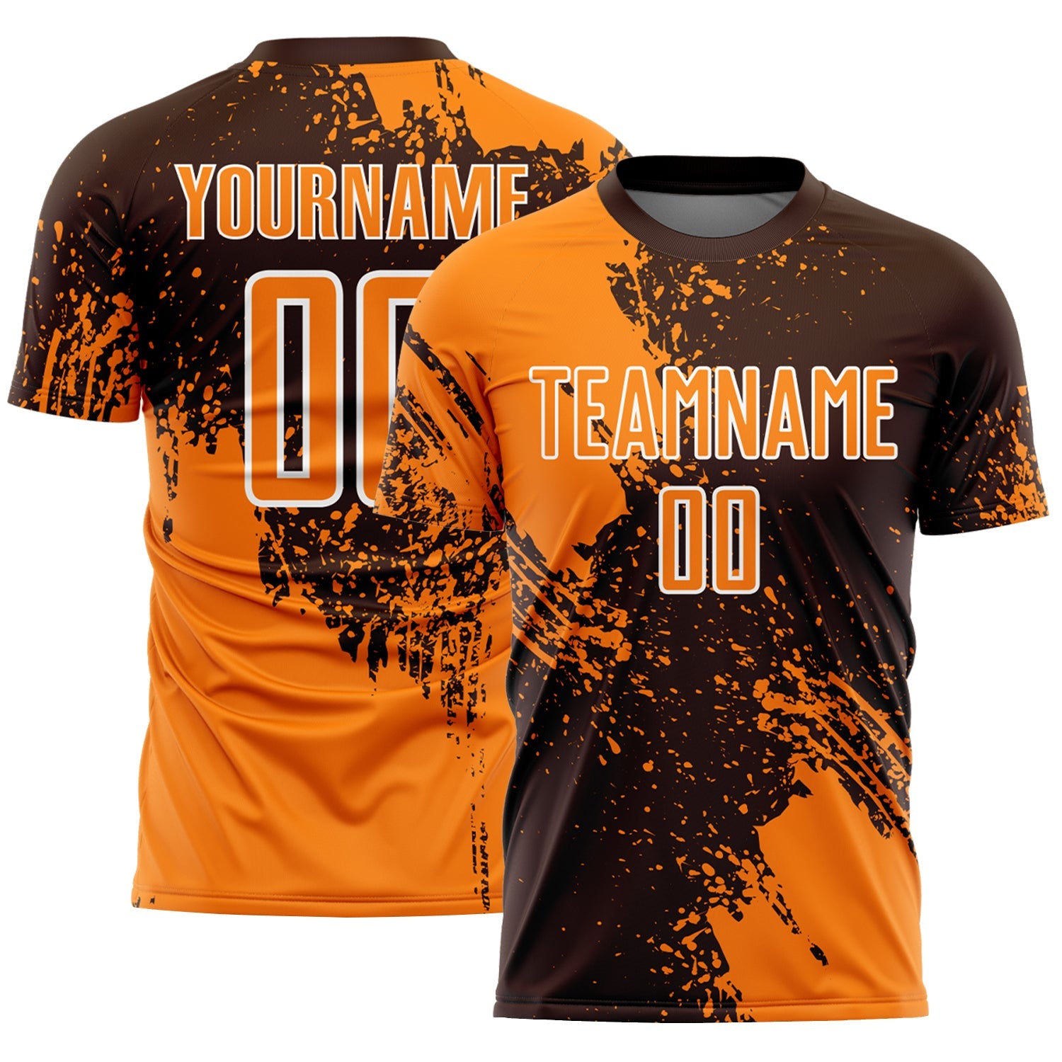 Custom Brown Bay Orange-White Abstract Brush Stroke Sports Sublimation Soccer Uniform Jersey - Main View