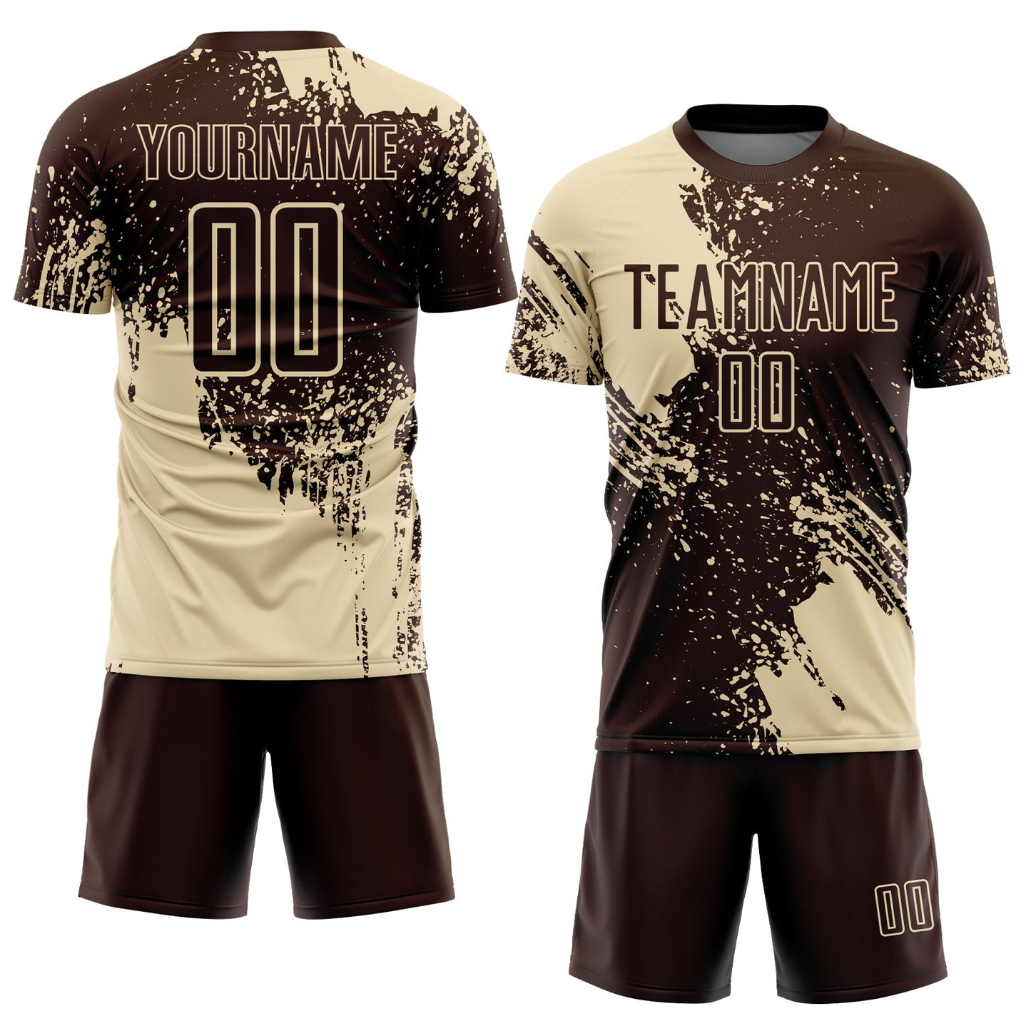 Custom Brown Cream Abstract Brush Stroke Sports Sublimation Soccer Uniform Jersey view 2