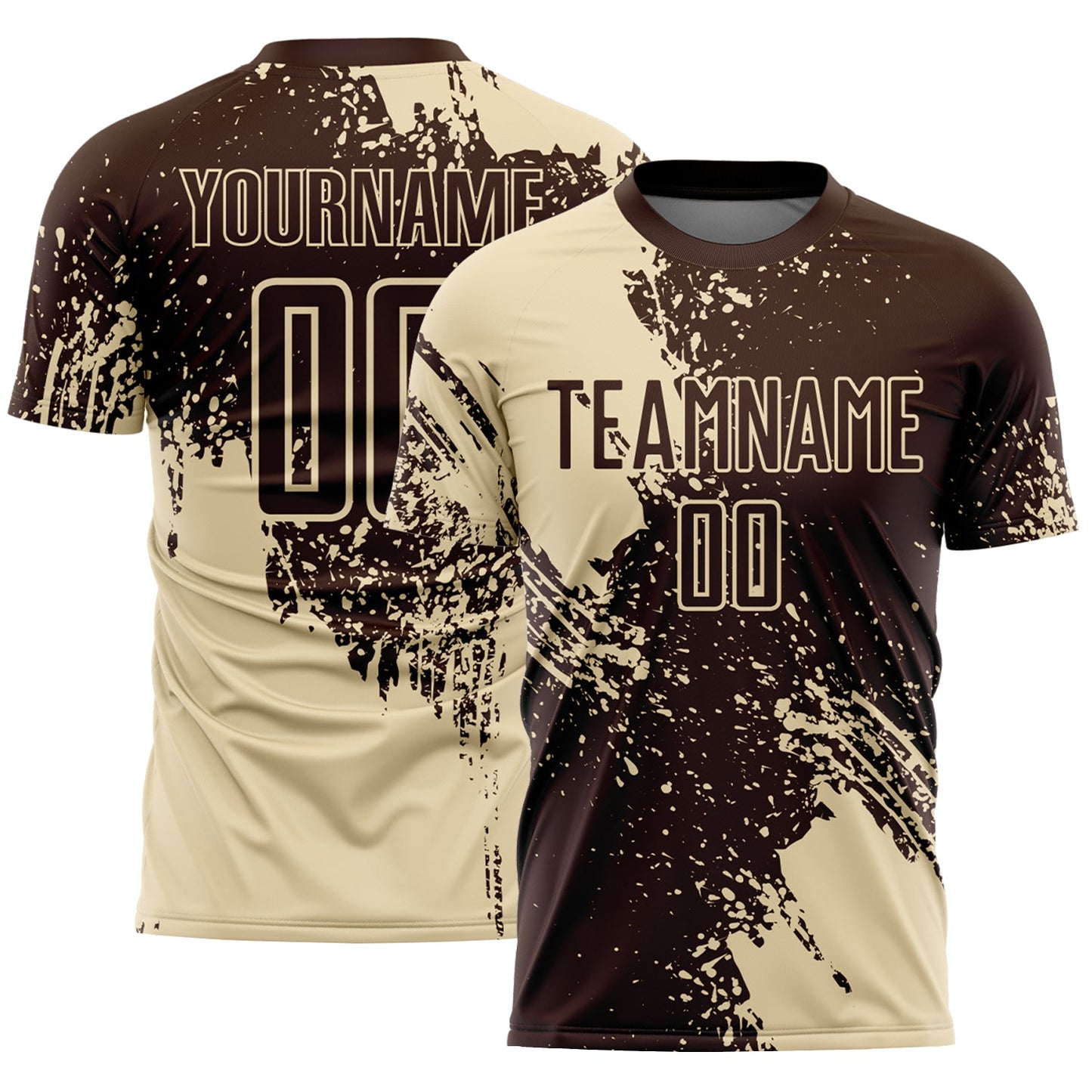 Custom Brown Cream Abstract Brush Stroke Sports Sublimation Soccer Uniform Jersey - Main View