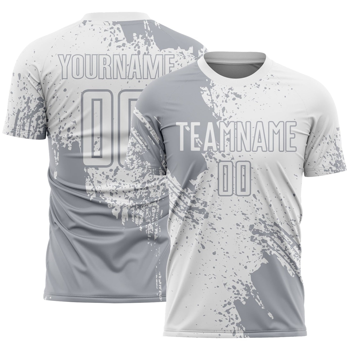 Custom White Gray Abstract Brush Stroke Sports Sublimation Soccer Uniform Jersey - Main View