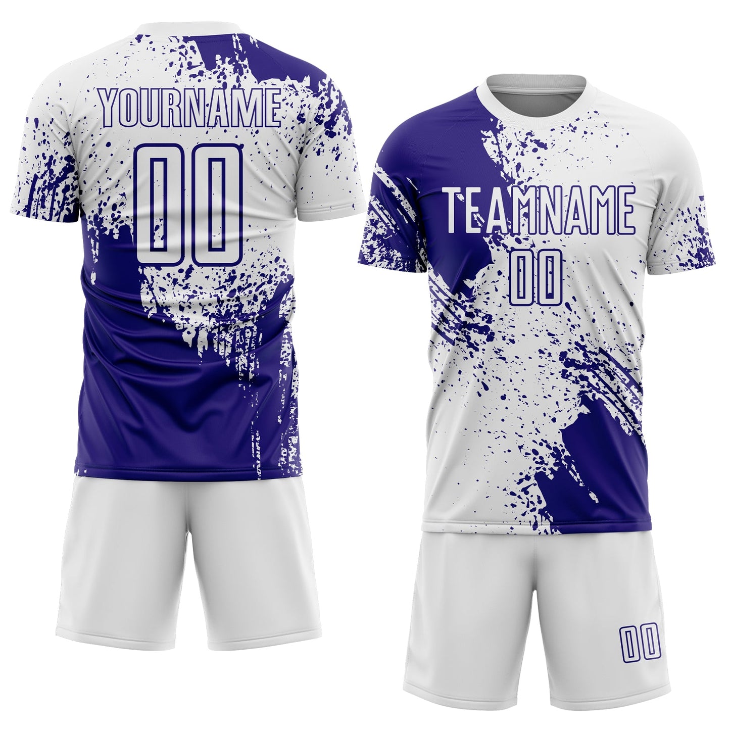 Custom White Dark Purple Abstract Brush Stroke Sports Sublimation Soccer Uniform Jersey view 2