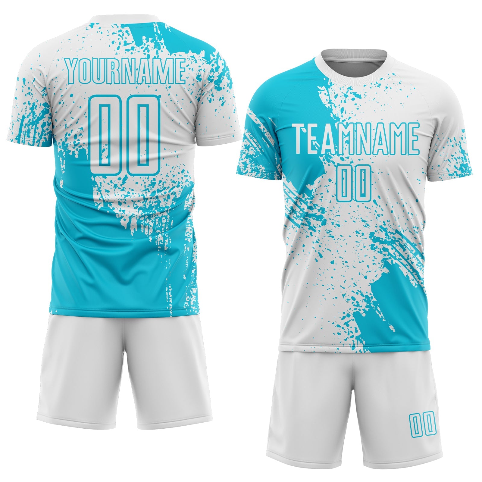 Custom White Lakes Blue Abstract Brush Stroke Sports Sublimation Soccer Uniform Jersey view 2