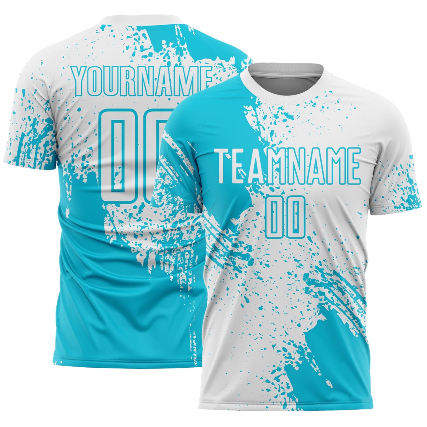 Custom White Lakes Blue Abstract Brush Stroke Sports Sublimation Soccer Uniform Jersey - Main View