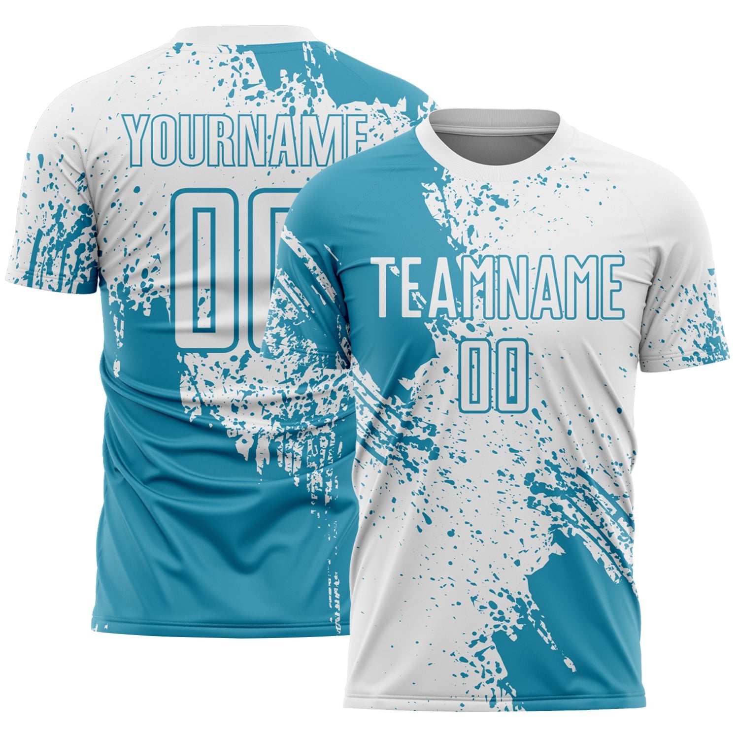 Custom White Panther Blue Abstract Brush Stroke Sports Sublimation Soccer Uniform Jersey - Main View