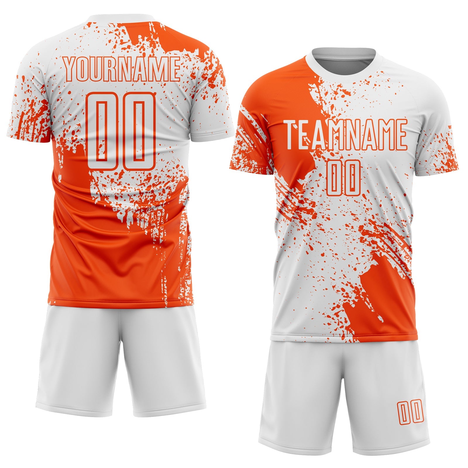 Custom White Orange Abstract Brush Stroke Sports Sublimation Soccer Uniform Jersey view 2