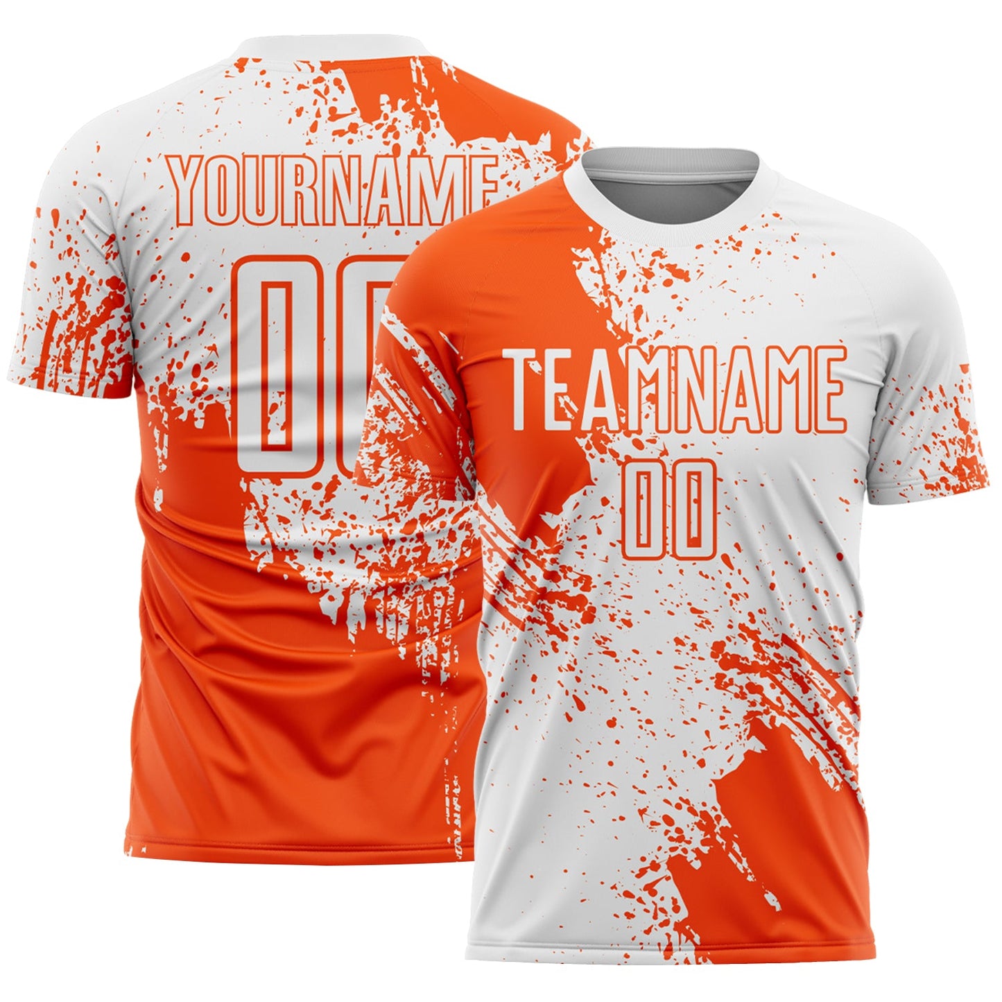 Custom White Orange Abstract Brush Stroke Sports Sublimation Soccer Uniform Jersey - Main View