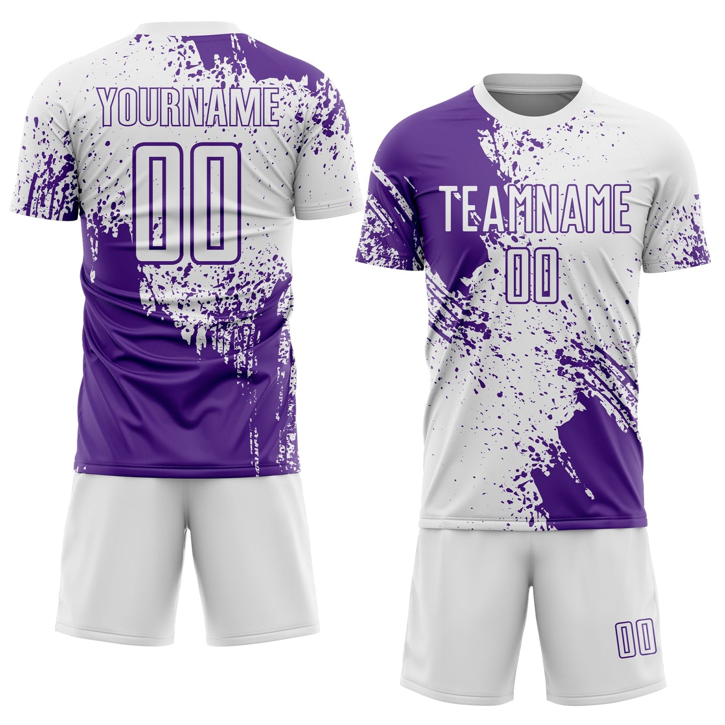 Custom White Purple Abstract Brush Stroke Sports Sublimation Soccer Uniform Jersey view 2