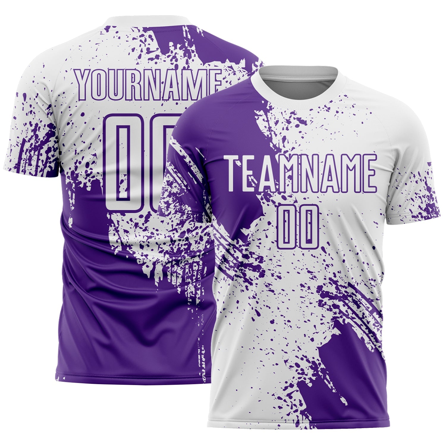 Custom White Purple Abstract Brush Stroke Sports Sublimation Soccer Uniform Jersey - Main View