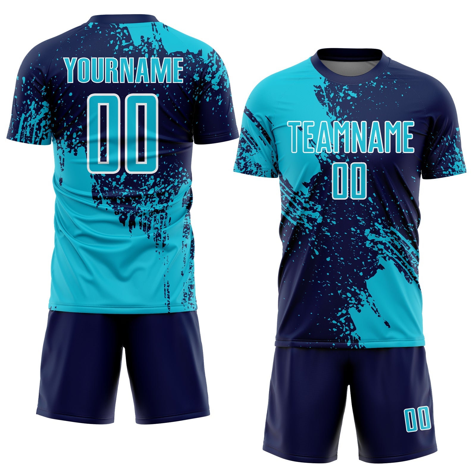 Custom Navy Lakes Blue-White Abstract Brush Stroke Sports Sublimation Soccer Uniform Jersey view 2