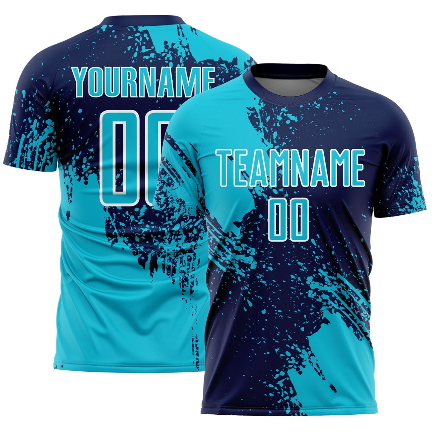 Custom Navy Lakes Blue-White Abstract Brush Stroke Sports Sublimation Soccer Uniform Jersey - Main View
