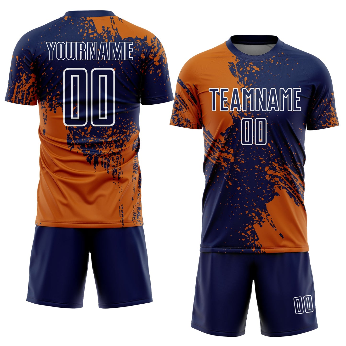 Custom Navy Texas Orange-White Abstract Brush Stroke Sports Sublimation Soccer Uniform Jersey view 2
