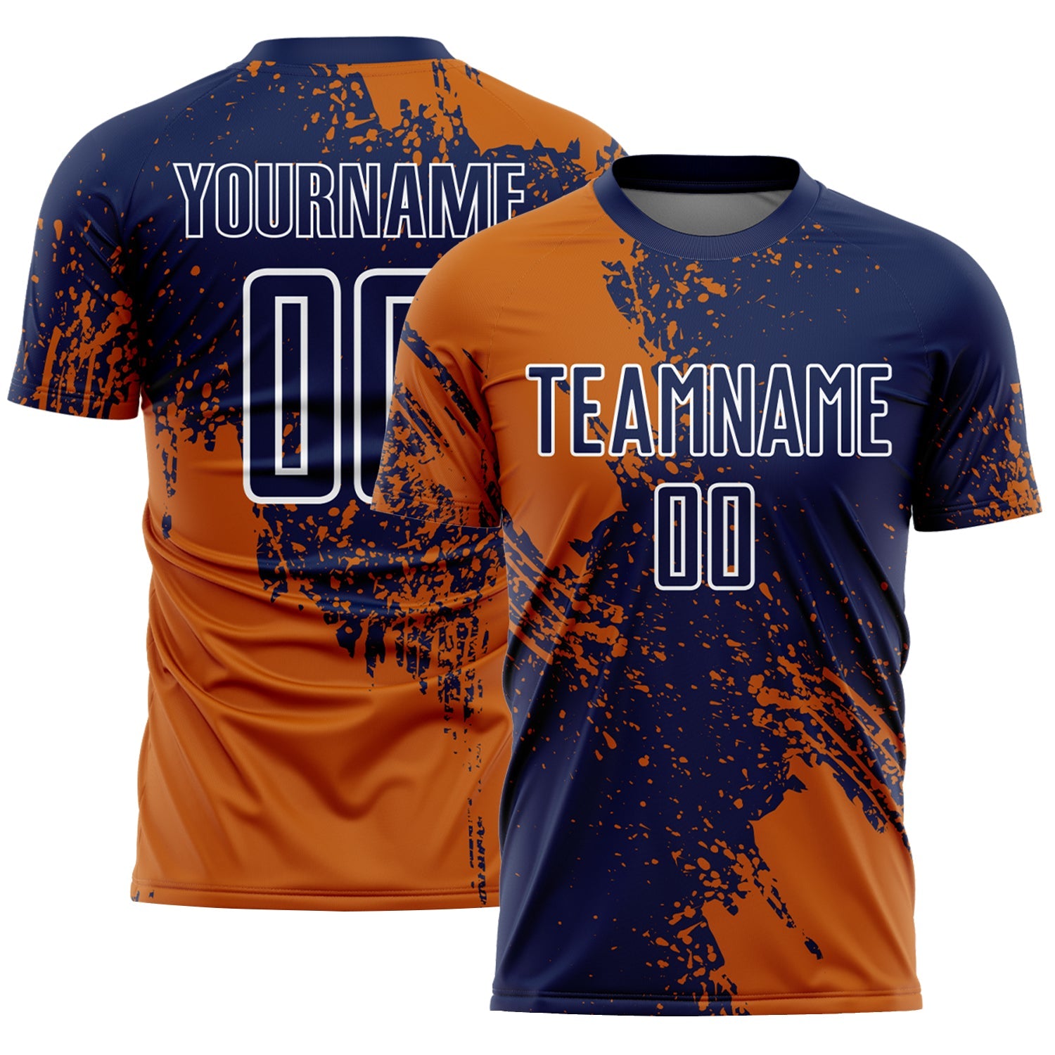 Custom Navy Texas Orange-White Abstract Brush Stroke Sports Sublimation Soccer Uniform Jersey - Main View