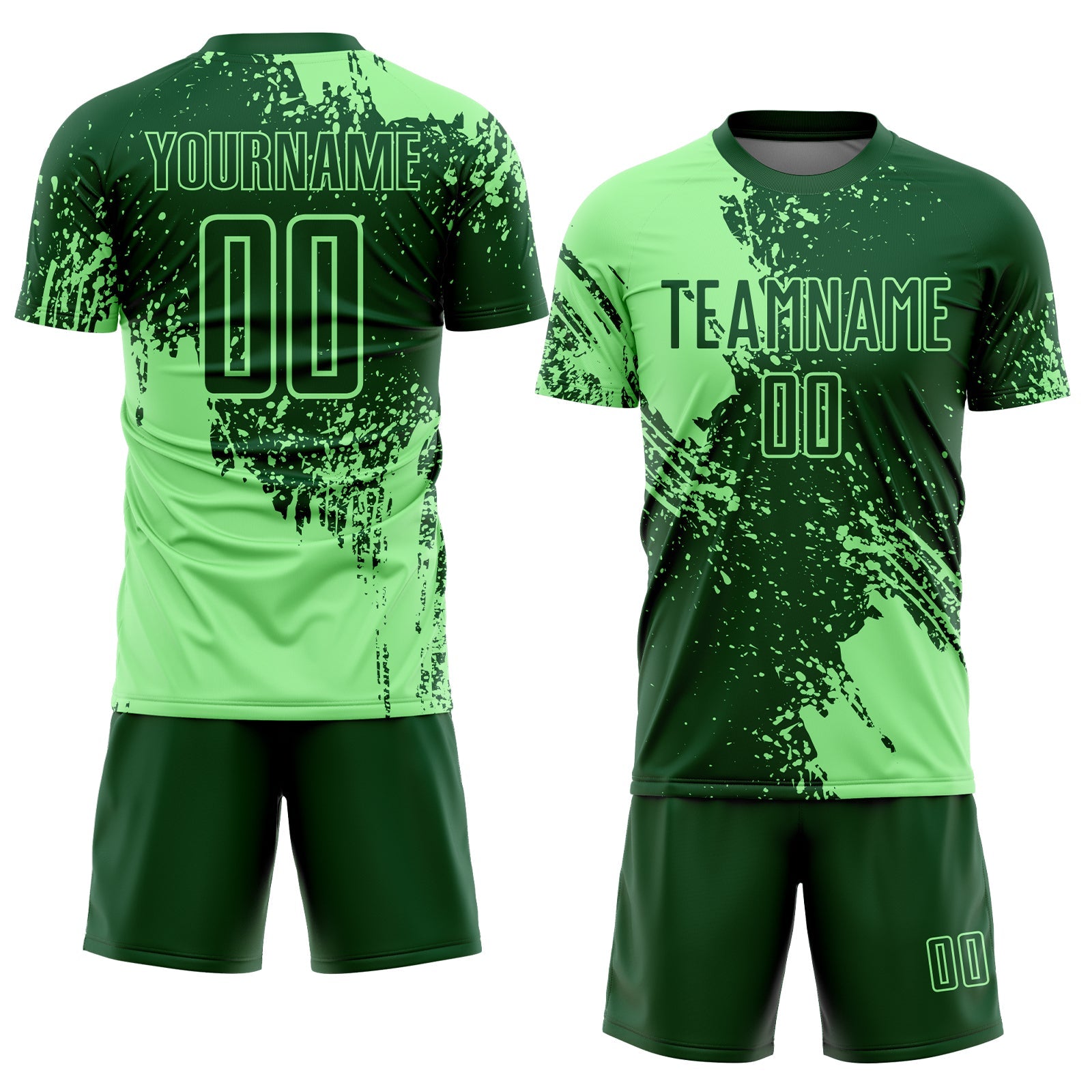 Custom Green Pea Green Abstract Brush Stroke Sports Sublimation Soccer Uniform Jersey view 2