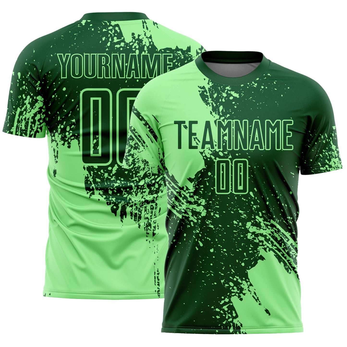 Custom Green Pea Green Abstract Brush Stroke Sports Sublimation Soccer Uniform Jersey - Main View