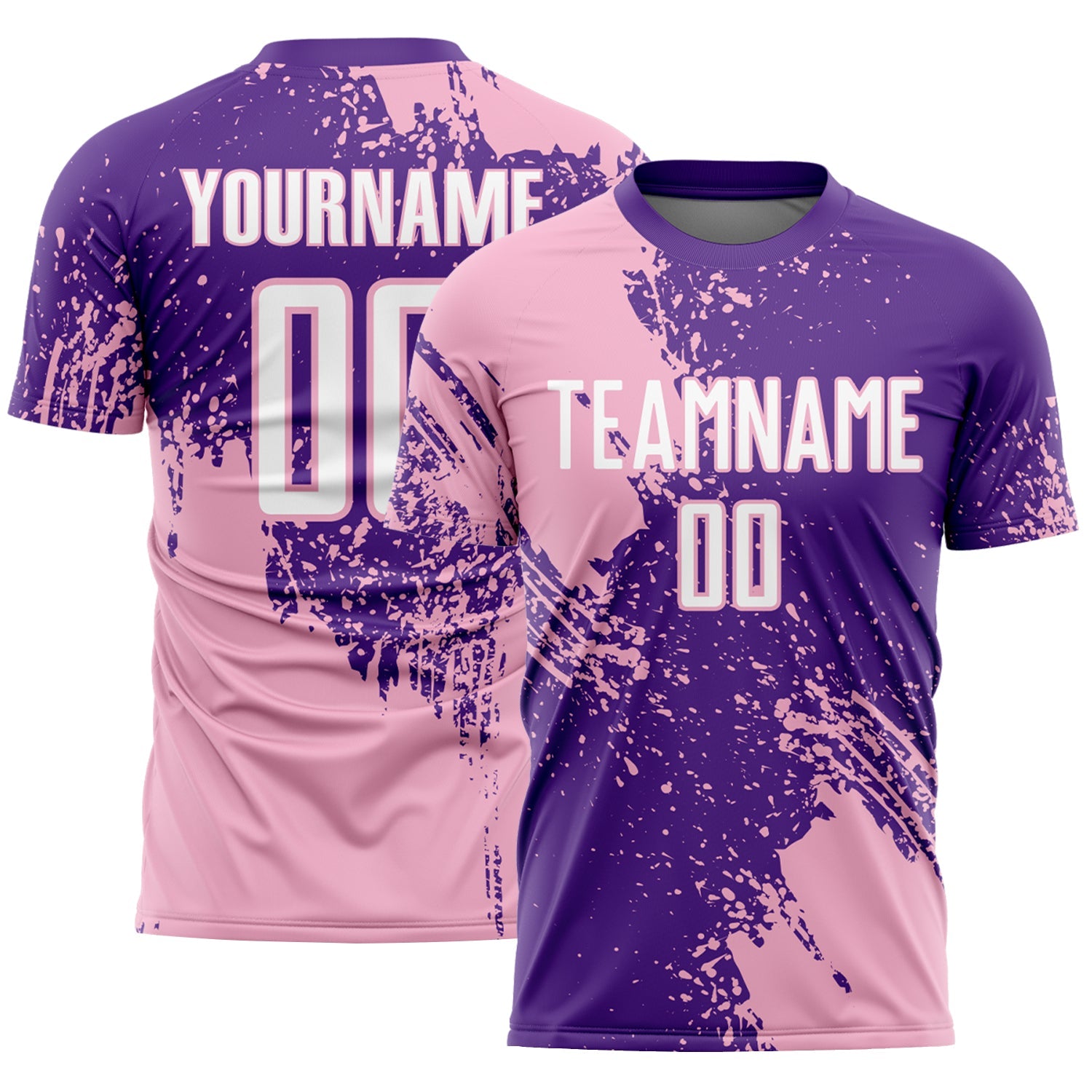 Custom Purple White-Light Pink Abstract Brush Stroke Sports Sublimation Soccer Uniform Jersey - Main View