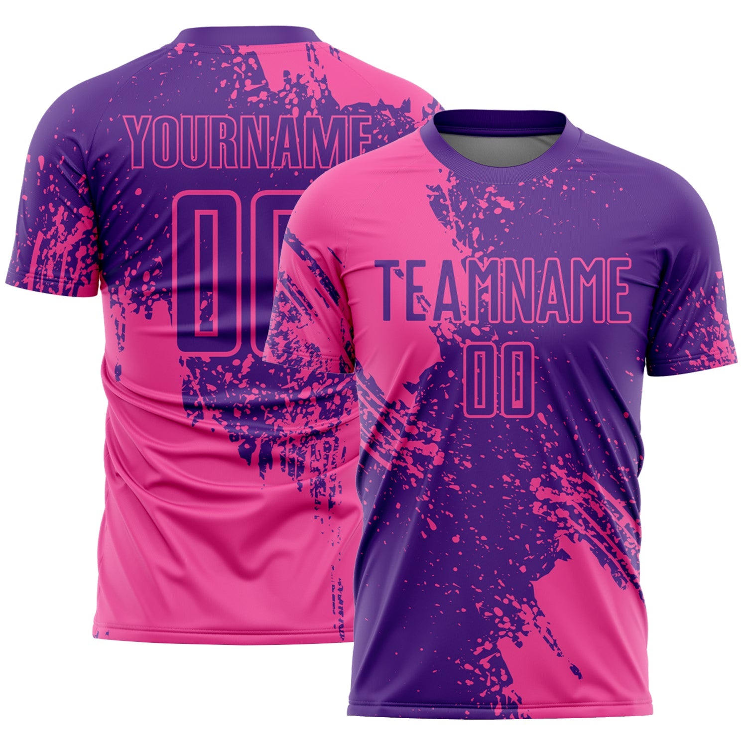 Custom Purple Pink Abstract Brush Stroke Sports Sublimation Soccer Uniform Jersey - Main View