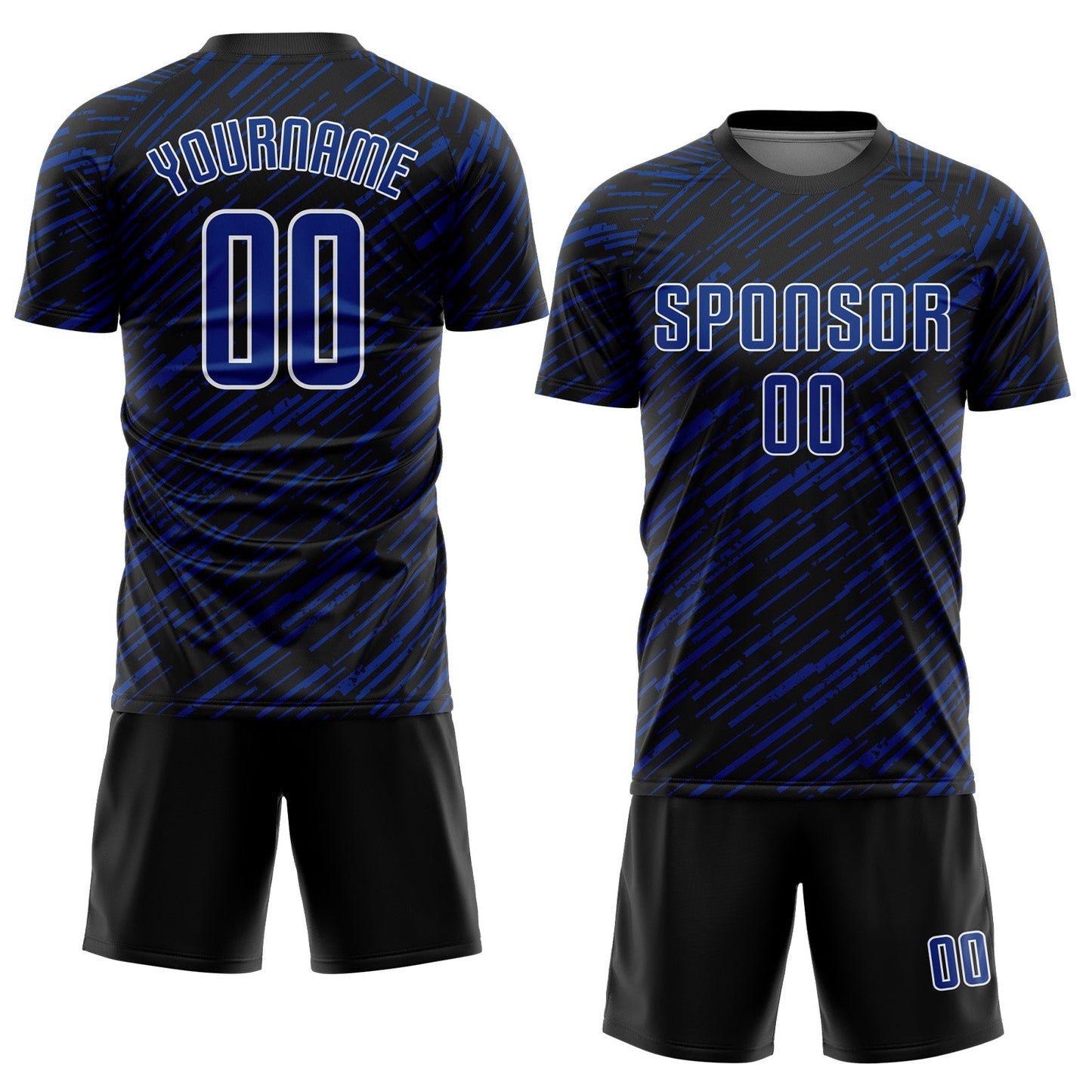 Custom Black Royal-White Line Sports Sublimation Soccer Uniform Jersey view 2