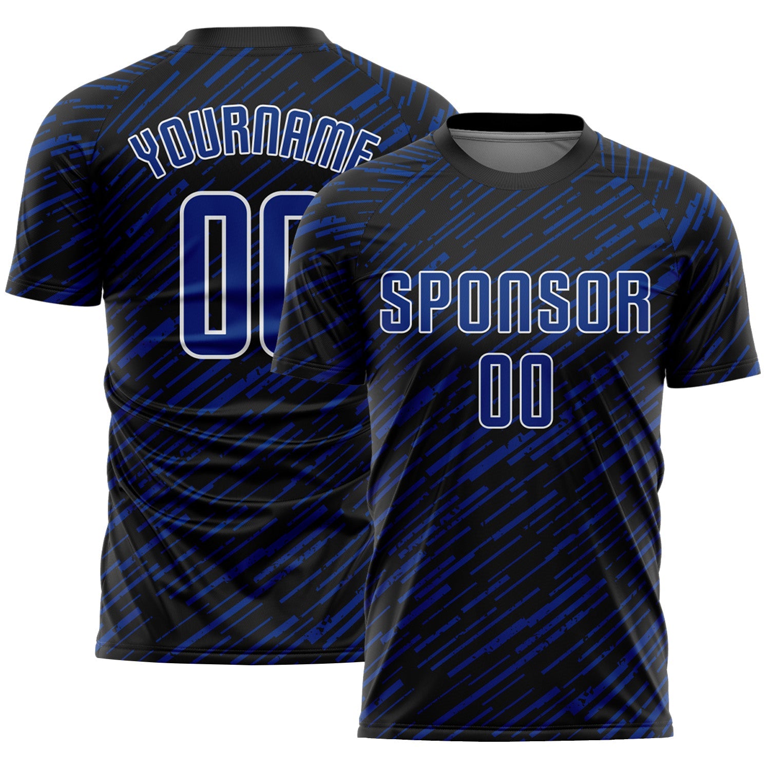 Custom Black Royal-White Line Sports Sublimation Soccer Uniform Jersey - Main View