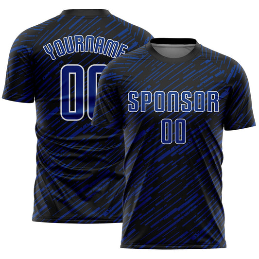 Custom Black Royal-White Line Sports Sublimation Soccer Uniform Jersey - Main View