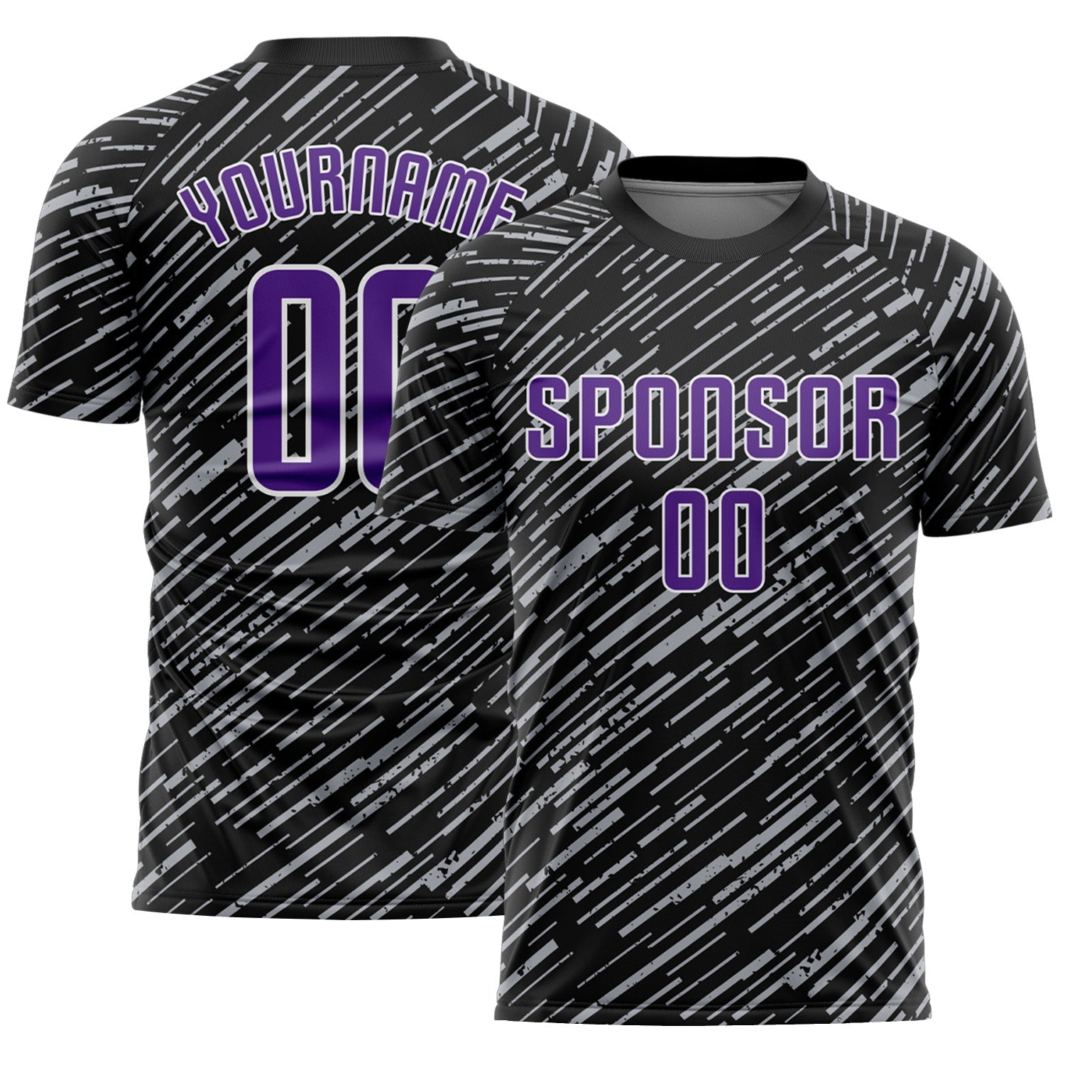 Custom Black Purple Gray-White Line Sports Sublimation Soccer Uniform Jersey - Main View