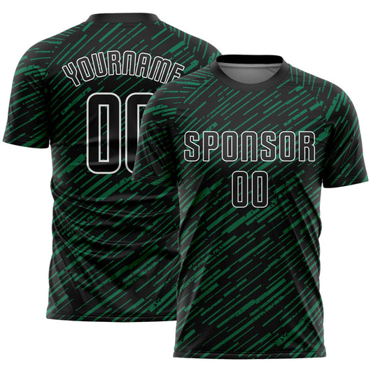 Custom Black Kelly Green-White Line Sports Sublimation Soccer Uniform Jersey - Main View