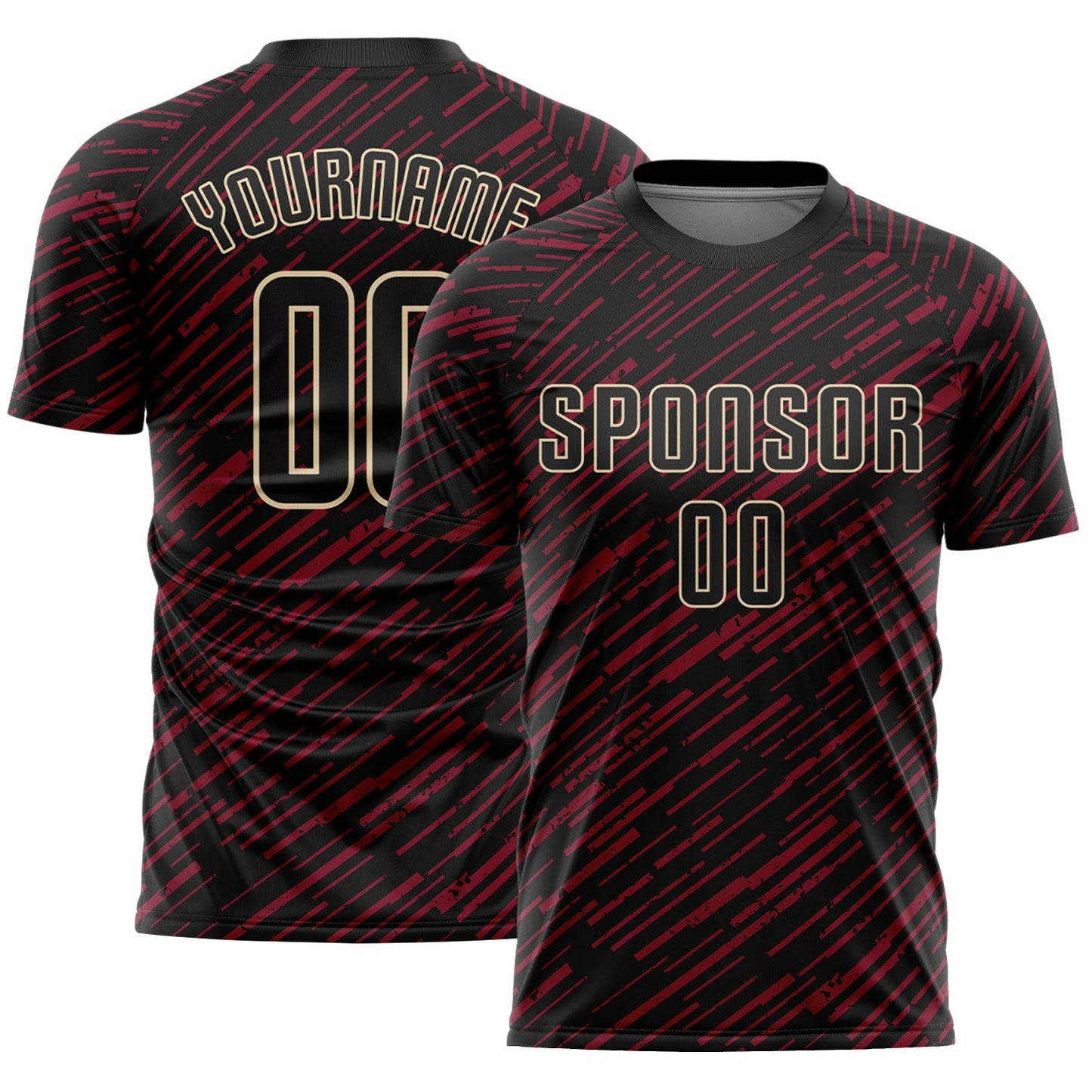 Custom Black Crimson-Cream Line Sports Sublimation Soccer Uniform Jersey - Main View